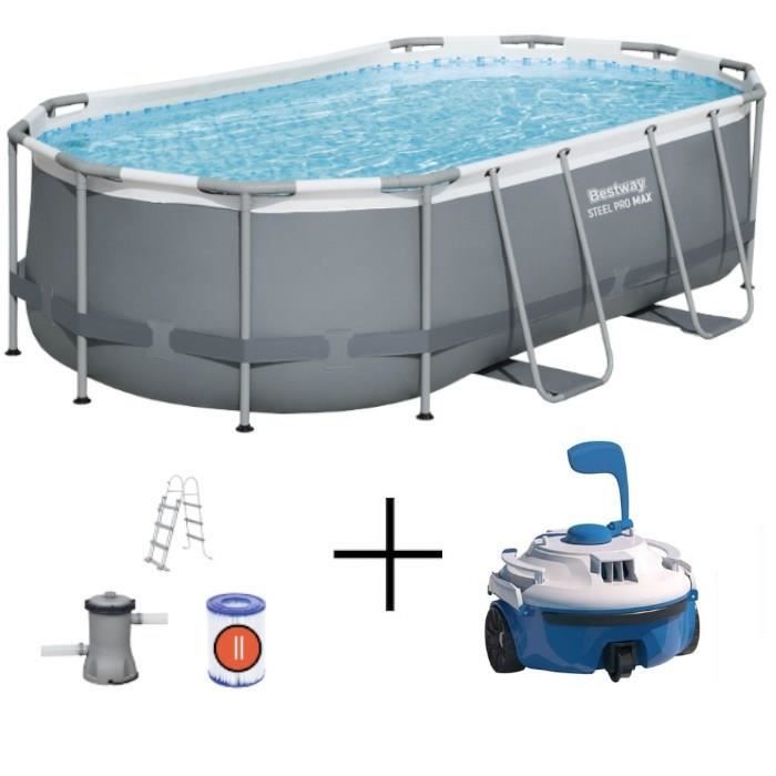 Kit Piscine hors sol tubulaire BESTWAY Steel Pro MAX™ 427 x 250 x 100 cm Ovale Avec filtre a cartouche 1 cartouche et - vue 4