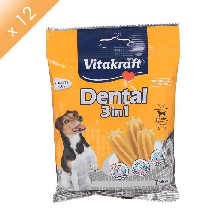 Meilleurs prix pour VITAKRAFT Dental pour chien - Lot de 12 sachets de 120g