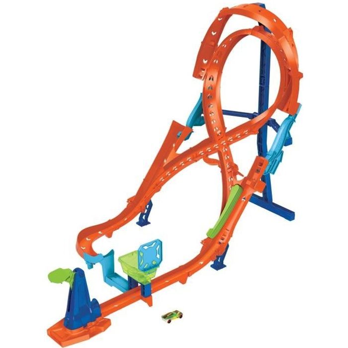 Hot Wheels - Cascade Grand Huit - Coffret 2 pistes et 1 voiture - Petite Voiture - 4 ans et +