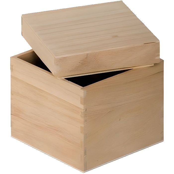 ARTEMIO Boite Cube en Bois à Décorer 12*12*12 cm