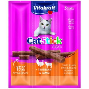 FRIANDISE VITAKRAFT Cat Stick mini Friandise pour chat à la Dinde et à l'Agneau - Lot de 20x3