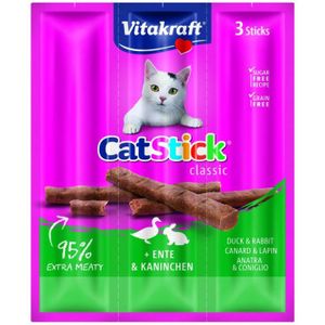 FRIANDISE VITAKRAFT Cat Stick mini Friandise pour chat au Canard & Lapin - Lot de 20x3
