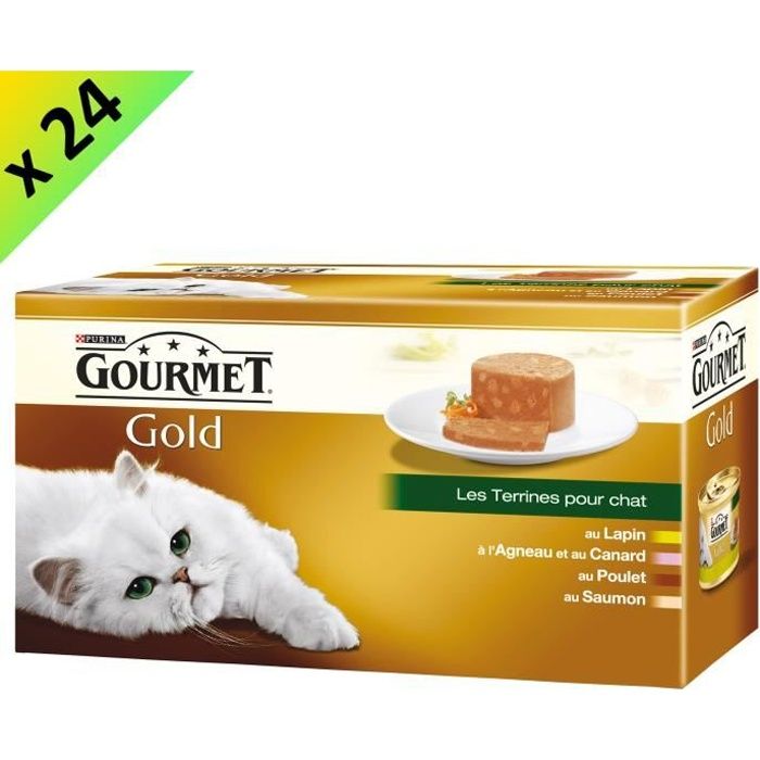 Meilleurs prix pour GOURMET GOLD Les Terrines Multivariétés - 4 x 85 g (x24) - Pour chat adulte