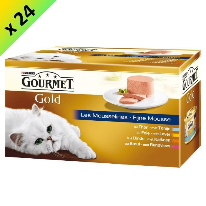Comparer les prix de GOURMET GOLD Les Mousselines Multivariétés - 4 x 85 g (x24) - Pour chat adulte