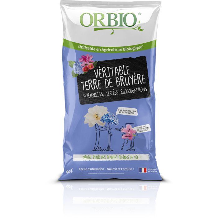 Terre de bruyère - ORBIO - 40 L - Idéale plantes acidophiles - Substrat léger