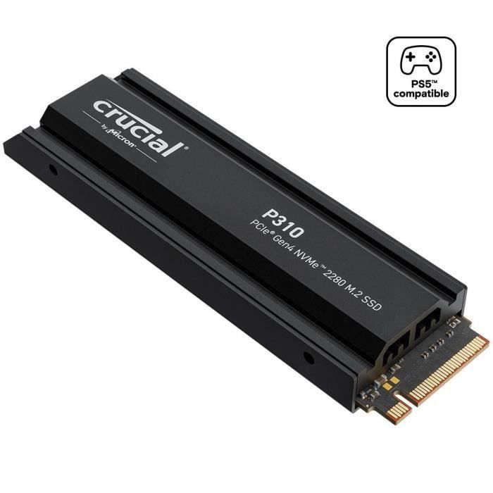 Crucial - P310 - SSD Interne - 4 To - Pcie Gen4 Nvme M.2 - Avec Dissipateur - Vitesse Lecture Jusquà 7100 Mo/S - Ct4000P310Ssd5