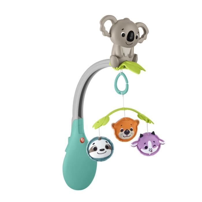Fisher-Price Mobile Animaux 3 en 1 pour berceaux et poussettes avec jouet transportable pour les bébés dès la naissance, HGB90