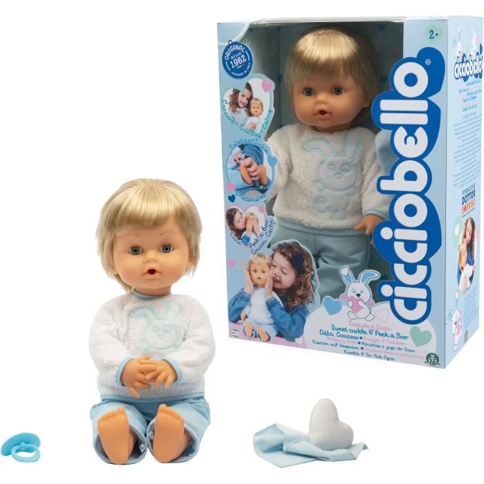 Cicciobello, Câlin Coucou, poupon 42 cm, corps souple, 1 tétine et 1  doudou, Jouet pour enfants dès 2 ans, CCB99