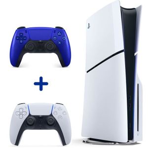 Pack PS5 Slim + 2e Manette DualSense Cobalt Blue
