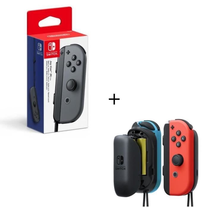 JoyCon droite grise Switch + Paire de batteries à piles AA