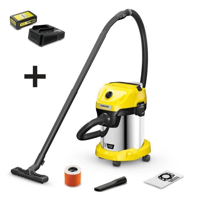 Aspirateur eau et poussières sans fil KARCHER WD 3 18 V 1720 Acier 17 sans batterie ni chargeur - vue 2