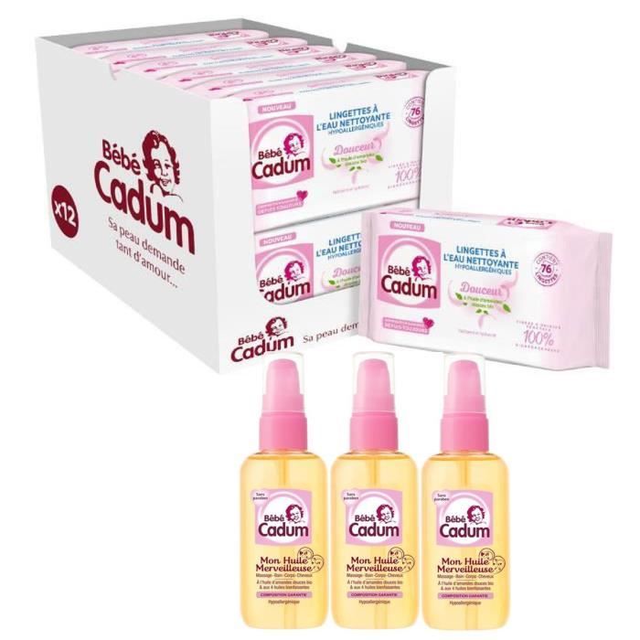 Cadum Bebe 912 Lingettes A L Eau Nettoyante 3 Mon Huile Merveilleuse 100ml Cdiscount Au Quotidien