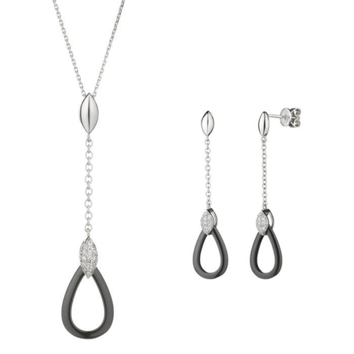 XFSRG Parure Bijoux Femme Strass – Collier + Boucles D'Oreilles Doré/Argenté, Élégante Pour Mariage & Soirée