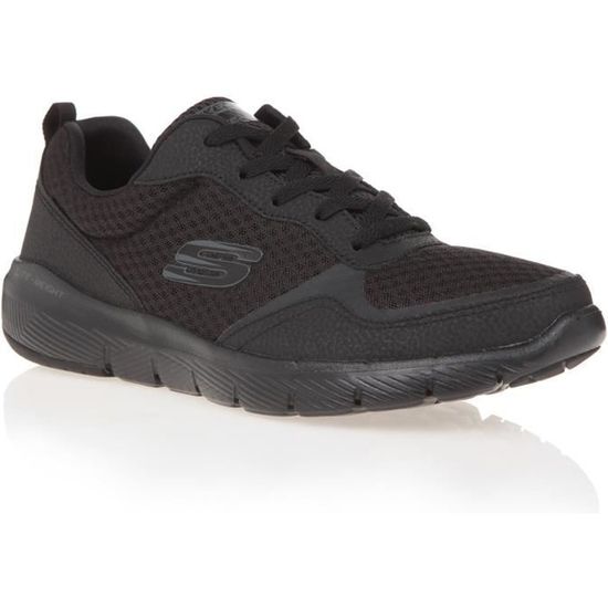 SKECHERS Baskets Flex Advantage 3.0 - Homme - Noir - Tige en tissu - Fermeture à lacets - Col et languette rembourrés