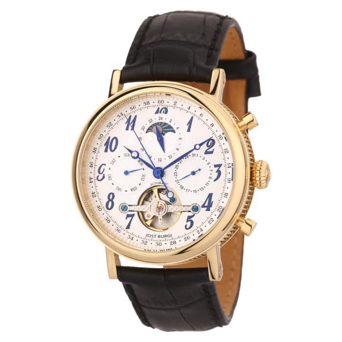 JOST BURGI Montre Automatique Bracelet Cuir Millesime Homme ,  Chic-Classique-Tendance - Achat/vente montre Homme Adulte Acier Blanc  Blanc-Noir-Doré Cuir - Cdiscount