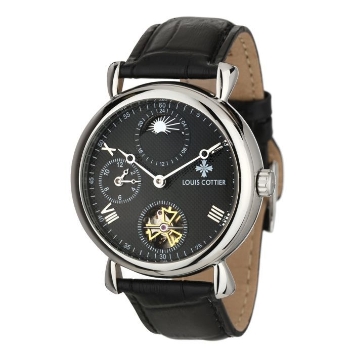 LOUIS COTTIER Montre Automatique Travelling Bracelet Cuir Homme