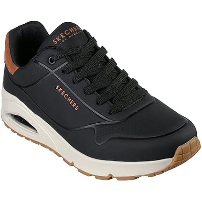 Skechers Baskets - SKECHERS - Uno Suited on Air - Noir - Daim-Nubuck - Talon Plat