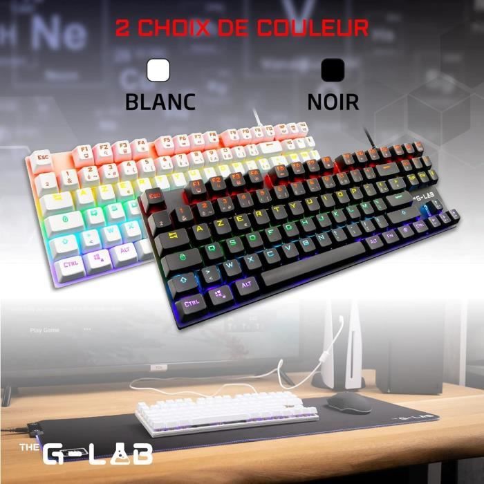 Clavier PC The G-LAB Keyz Mercury - Filaire Mécanique RGB - Blanc - Clavier  - Achat moins cher