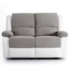 Canapé Relaxation 2 places Microfibre et Simili LEO - Blanc et gris - L143 x 93 x 96cm - LOUNGITUDE