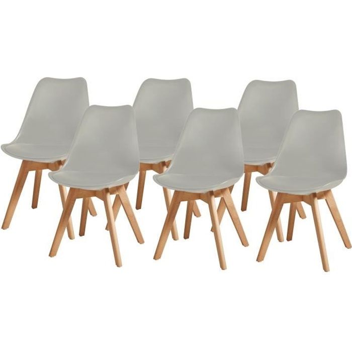 Lot de 6 chaises de salle à manger BJORN - Simili-Gris - L 485 x P 58 x H 83 cm