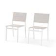 Lot de 2 chaises de jardin en aluminium et textilène - Blanc - 54 x 48 x 84 cm-0