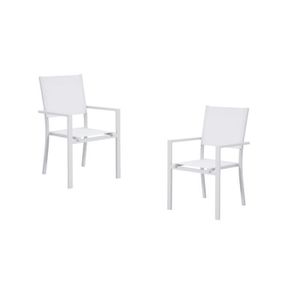 FAUTEUIL JARDIN  Lot de 2 fauteuils de jardin en aluminium et textilène - 56x59x89cm - Gris