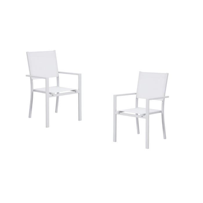Lot de 2 fauteuils de jardin en aluminium et textilène - 56x59x89cm - Gris