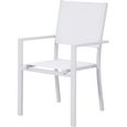 Lot de 4 fauteuils de jardin - Aluminium et textilène - Blanc - 56 x 59 x 89 cm-0