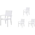 Lot de 4 fauteuils de jardin - Aluminium et textilène - Blanc - 56 x 59 x 89 cm-1