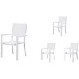 Lot de 4 fauteuils de jardin - Aluminium et textilène - Blanc - 56 x 59 x 89 cm-3