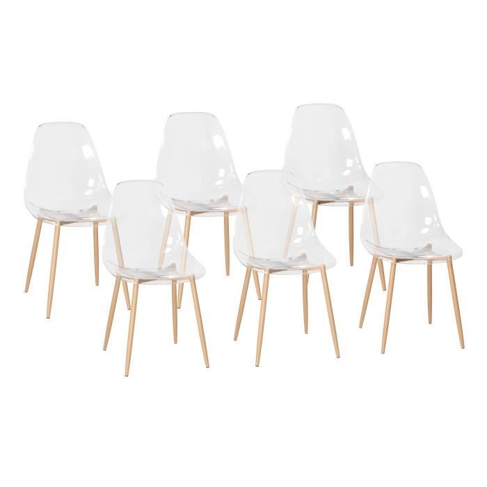 Lot de 6 chaises DIADEME - Polycarbonate - Cristal