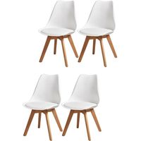 BJORN Lot de 4 chaises de salle à manger - Simili blanc - Scandinave - L 49 x P 56 cm