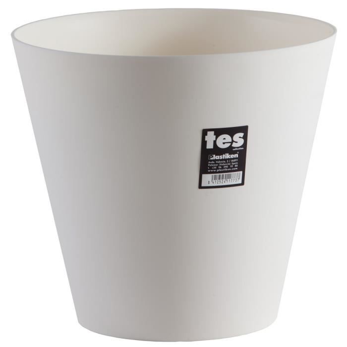 Pot de fleurs - PLASTIKEN - Rond conique - Blanc - 10l - Ø 26cm