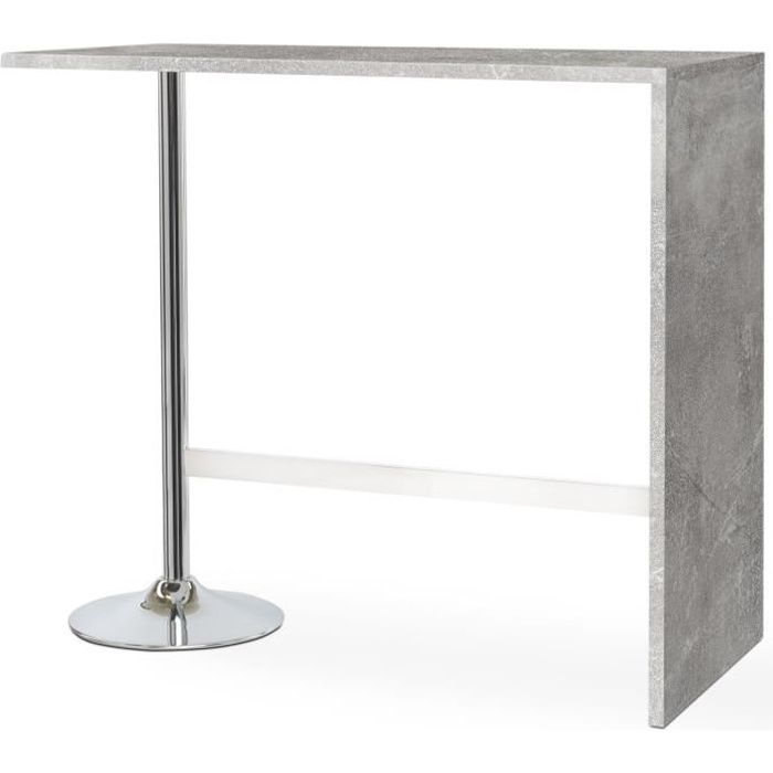 Party Table Bar De 4 A 6 Personnes Style Contemporain Effet Beton Brillant L 120 X L 60 Cm Cdiscount Maison