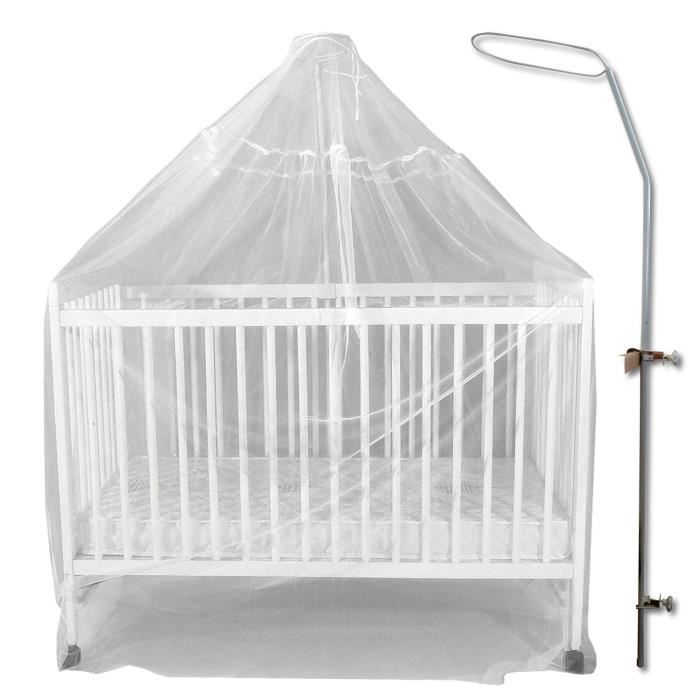 Flèche de lit + voile moustiquaire - BAMBISOL - Fixation sur tous types de lit - Blanc - Dès la naissance