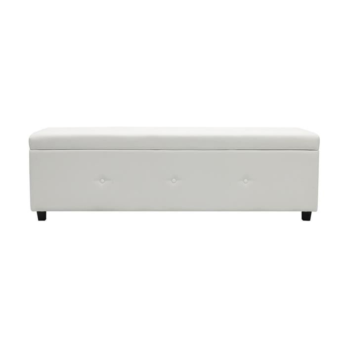 Banc Coffre Bout De Lit Simili Blanc Classique L 160 Cm Achat Vente Bout De Lit Coffre De Rangement En Pu Cdiscount