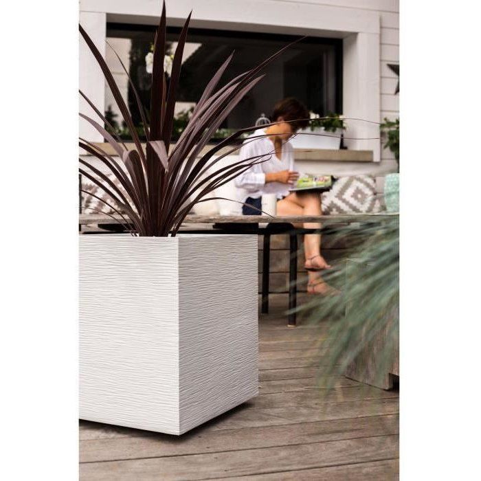 EDA Graphit Blumentopf Quadratisch, 57 Liter – 49,5x49,5x49,5 Cm, Ceruse Weiß, Für Innen & Außen