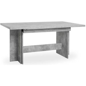 TABLE À MANGER SEULE Table à manger extensible de 8 à 12 personnes - Classique - Effet béton structuré - ANCONA - L 160 / 310 x l 90 cm