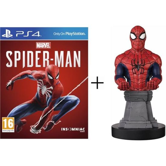 Pack Spider-Man : Marvel's Spider-Man + Figurine Spider-Man - Support & Chargeur pour Manette et Smartphone - Exquisite Gaming