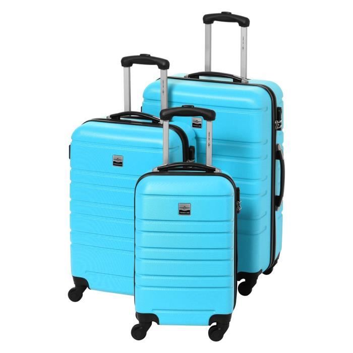 Valise Cabine Bagage Resistant et L/éger Set 3 Bagages 4 roulettes Pivotantes Valise Week-End Wave Paris Valise Soute Set de 3 Valises Elbe Beige Valises Rigides ABS avec Serrure TSA
