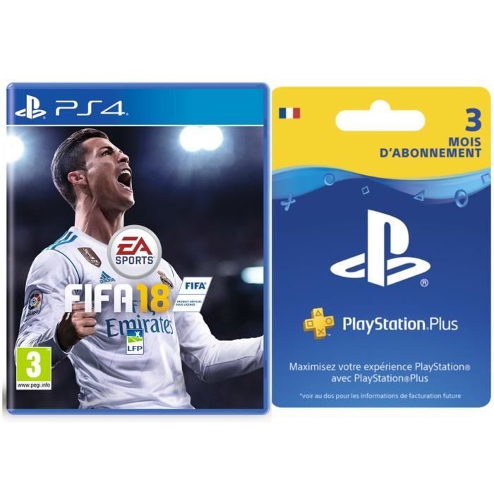 FIFA 18 + Abonnement PlayStation Plus 3 mois Cdiscount Jeux vidéo