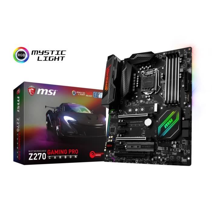 Carte Mère MSI Z270 Gaming Pro Carbon - ATX - Socket LGA1151 - Intel Z270 Express - DVI-D/HDMI - SATA / M.2 / U.2 - USB 3.1