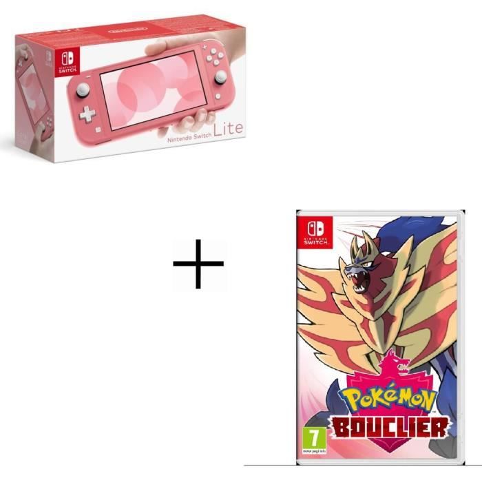 Pack  Switch Lite Corail  + Pokemon Bouclier