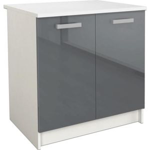 ELEMENTS BAS START Meuble bas de cuisine L 80 cm - Gris brillant