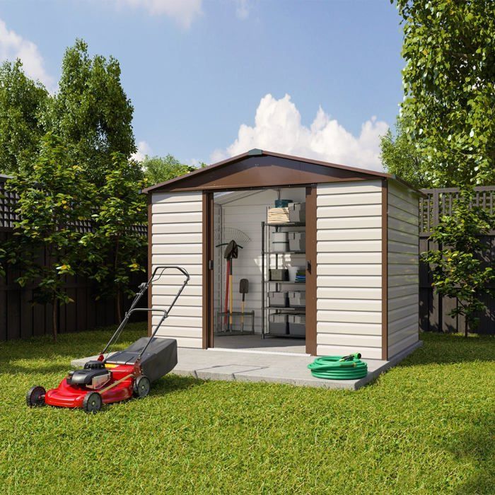 YARDMASTER Abri de jardin métal 5,97 m² - Crème et marron