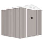 ARCHER Abri de jardin en métal 4,07 m² - 213 x 191 x 195 cm - MARS -Kit d'ancrage inclus, 2 portes coulissantes - Taupe