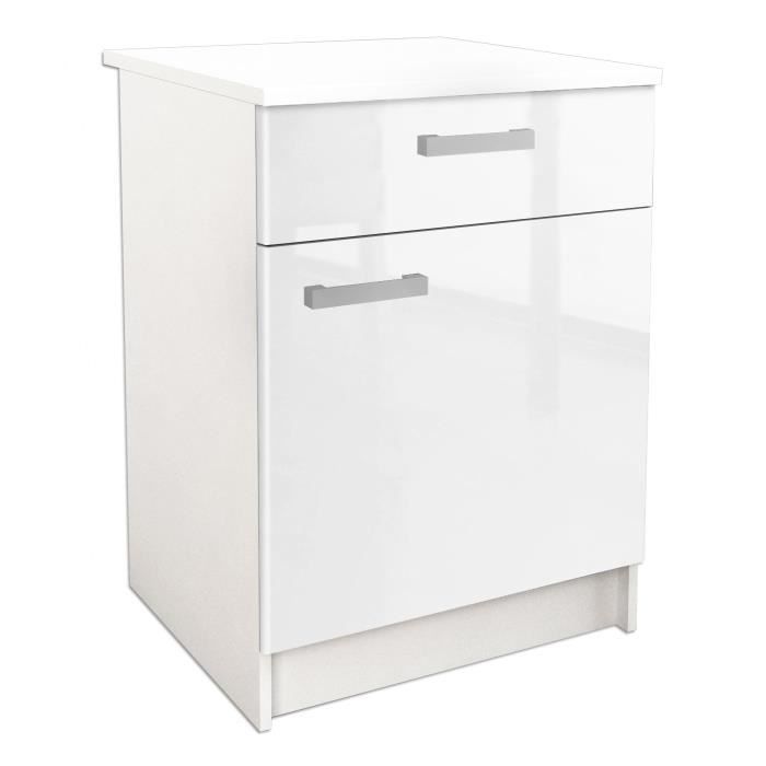 Start Caisson Bas De Cuisine L 60 Cm Blanc Haute Brillance
