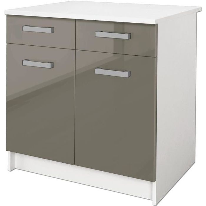 Start Meuble Bas De Cuisine Avec Plan De Travail L 80 Cm Taupe