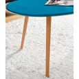 STONE Table basse ovale scandinave bleu paon laqué - L 98 x l 61 cm-3
