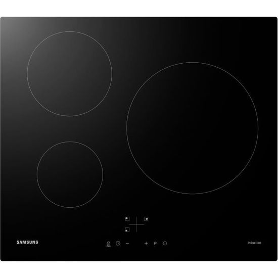 Plaque de cuisson induction - SAMSUNG - 3 zones - L59 x P57 cm - NZ63M3NM1BB/UR - 7200 W - Revêtement verre - Noir